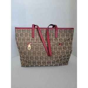 Micheal Kors Should bag tote brown with red handles FINAL MARKDOWN